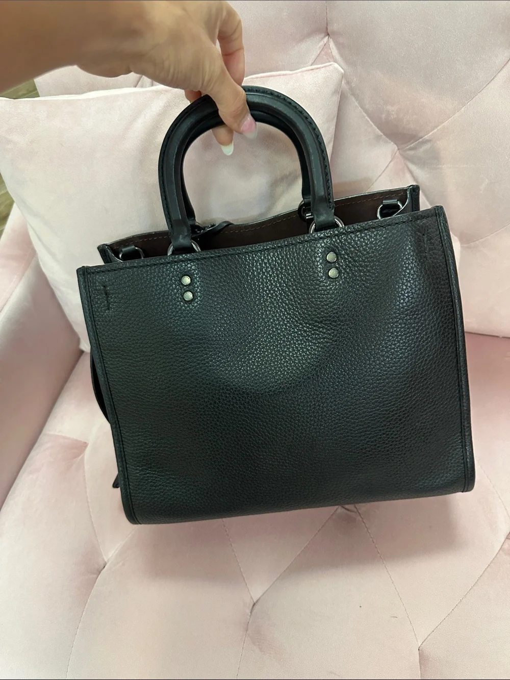 Coach Black Sequin Floral Satchel